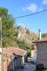 Street and landscape of La Piedra, Burgos, Castilla y Leon, Spain