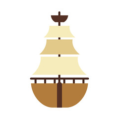 sailing ship icon, flat style