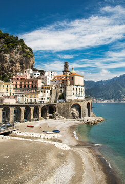 The village of Atrani, on the Amalfi Coast, Campania, Italy
