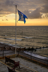 Outdoor bench seating overlooking Sheringham Beach on the North Norfolk Coast