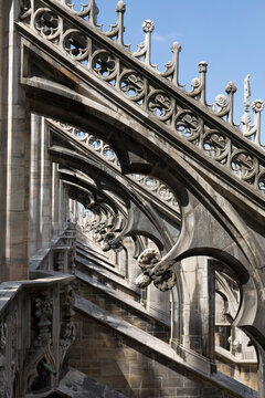 View of buttresses Milan Cathedral, Milan, Lombardy, Italy