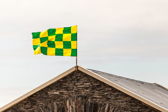 County flag of Kerry on roof, Cahersiveen, County Kerry, Ireland