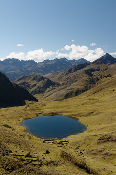Lake and mountains, Lares, Peru