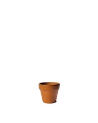 Terracotta clay flower pot on white background. decorative concept