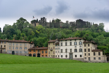 Fototapeta na wymiar Meadow of Fara and Fortress - Bergamo - Italy