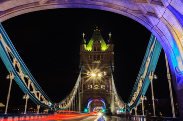 Fototapeta na wymiar London Tower Bridge Night_bike
