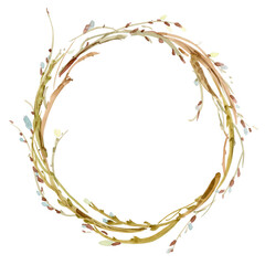 Spring Willow Branches Watercolor Floral Wreath - Easter Design - Floral Arrangement