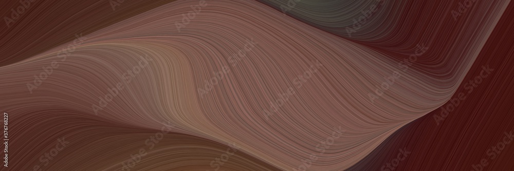 Poster abstract modern horizontal header with old mauve, pastel brown and very dark pink colors. fluid curved flowing waves and curves for poster or canvas
