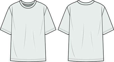 Front and back view of a men's T-shirt. Vector sketch T-shirt