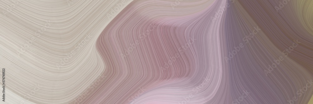 Poster abstract surreal horizontal header with dark gray, dim gray and pastel brown colors. fluid curved lines with dynamic flowing waves and curves for poster or canvas