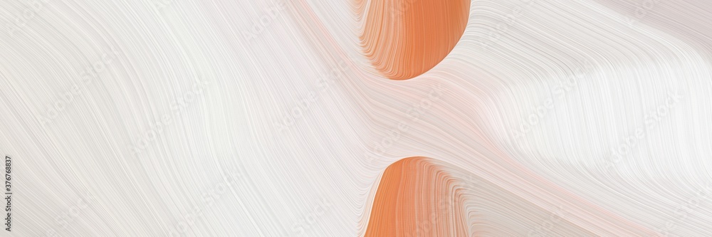 Poster abstract dynamic horizontal header with antique white, linen and dark salmon colors. fluid curved lines with dynamic flowing waves and curves for poster or canvas