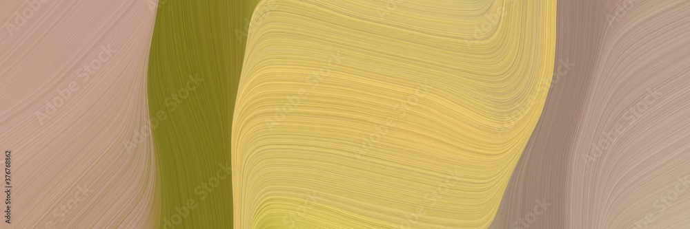 Leinwandbilder abstract flowing designed horizontal banner with dark khaki, olive drab and tan colors. fluid curved