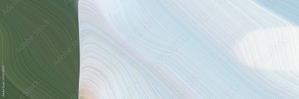 Poster abstract flowing designed horizontal banner with light gray, dark olive green and dark gray colors. 