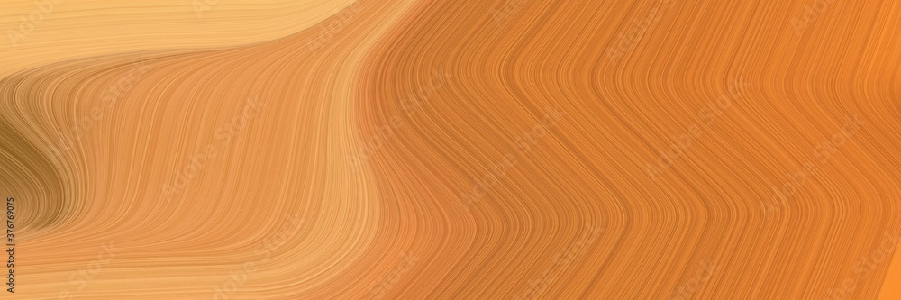 Poster abstract dynamic designed horizontal banner with peru, sandy brown and brown colors. fluid curved flowing waves and curves for poster or canvas
