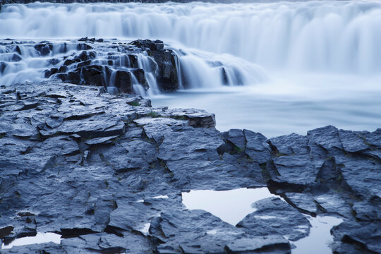 Gullfoss waterfall and volcanic rock, Hvata river, Arnessysla, Iceland
