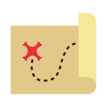 old treasure map icon, flat style