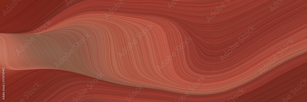 Fototapete abstract decorative designed horizontal header with sienna, indian red and dark red colors. fluid curved flowing waves and curves for poster or canvas