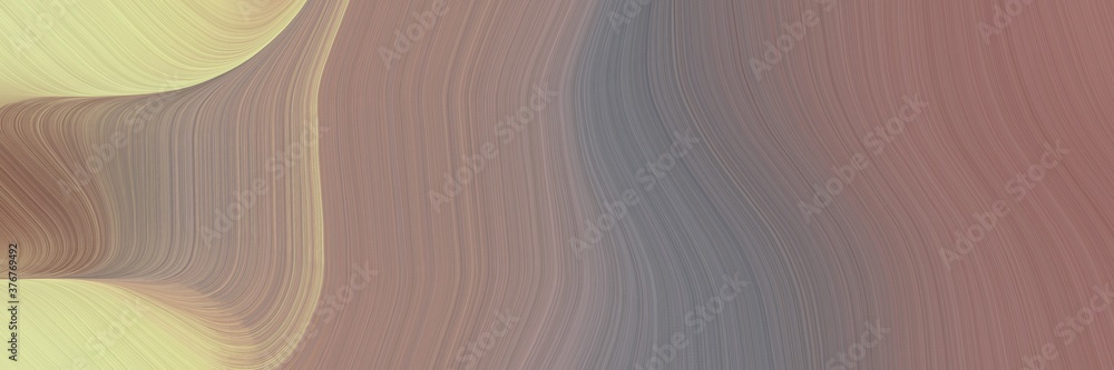 Poster abstract surreal horizontal banner with gray gray, khaki and rosy brown colors. fluid curved flowing waves and curves for poster or canvas