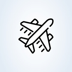 Airplane or Airport icon or logo line art style. Aircraft, flight tickets air fly travel takeoff. illustration elements of shopping center icons for ui and ux, website or mobile application