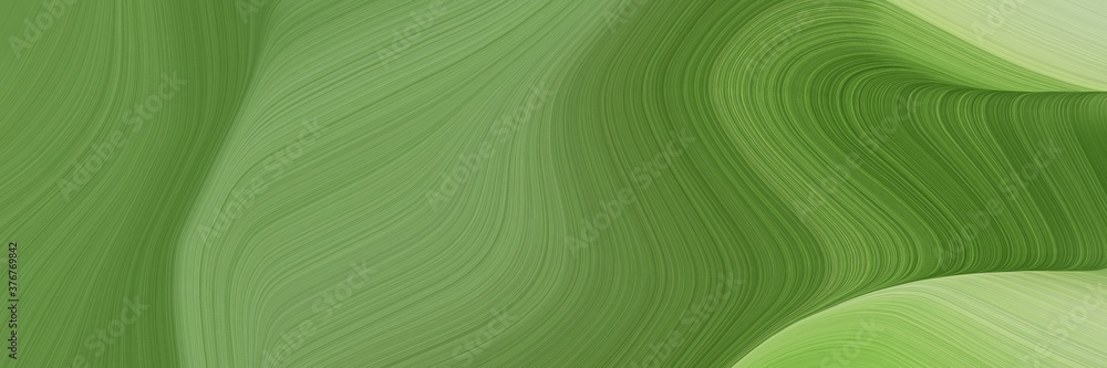 Leinwandbilder abstract surreal banner design with olive drab, dark khaki and dark olive green colors. fluid curved