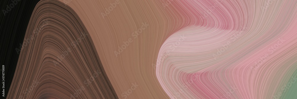Poster abstract artistic horizontal banner with rosy brown, very dark pink and old mauve colors. fluid curv