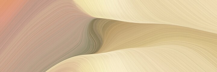 abstract surreal horizontal banner with tan, bisque and pastel brown colors. fluid curved flowing waves and curves for poster or canvas