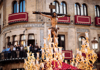 Penitents of La Sed (The Thirst) Brotherhood taking part in processions during Semana Santa (Holy Week), Seville, Andalucia, Spain