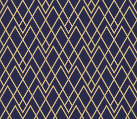 Vector seamless pattern, geometric background dark blue and gold