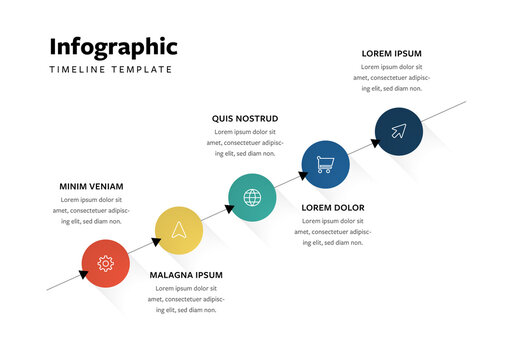 Clean Timeline Infographic Layout with Colored Circles