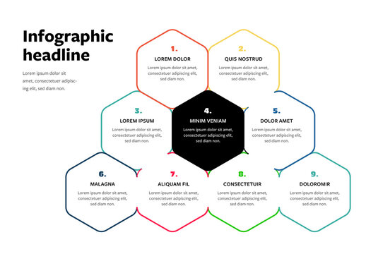 Colored Hexagon Shapes Infographic Layout