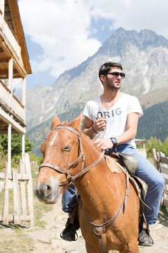 Man on horseback, Ushba, Svaneti, Georgia