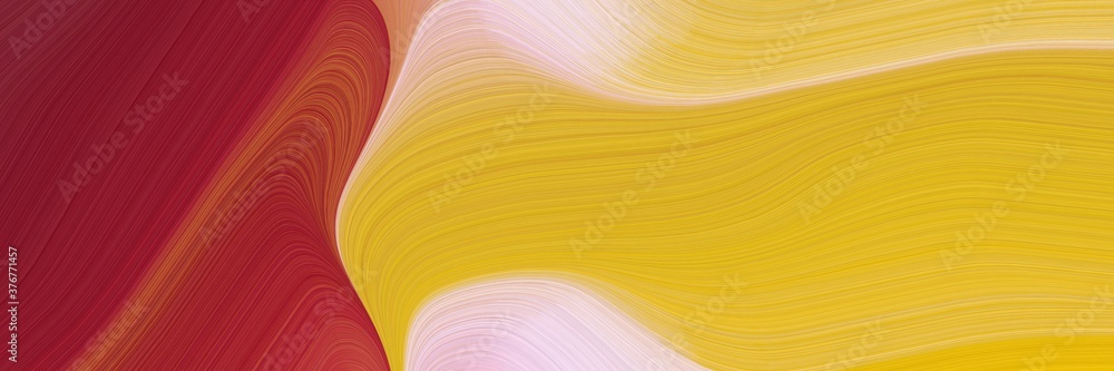 Poster abstract flowing horizontal header with golden rod, baby pink and firebrick colors. fluid curved flo