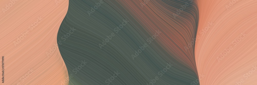 Poster abstract surreal horizontal header with dark salmon, dim gray and dark slate gray colors. fluid curved flowing waves and curves for poster or canvas