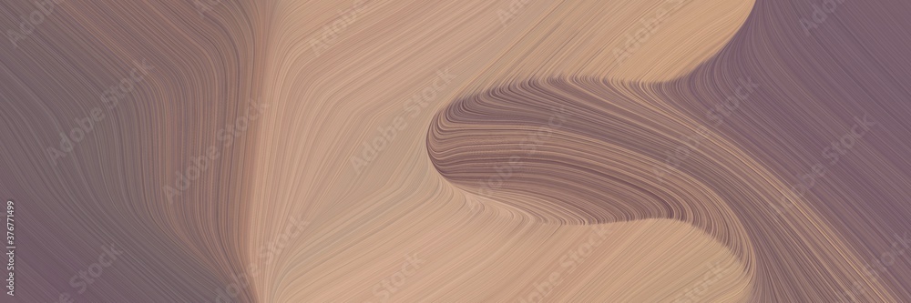 Poster abstract colorful designed horizontal banner with gray gray, tan and old mauve colors. fluid curved lines with dynamic flowing waves and curves for poster or canvas