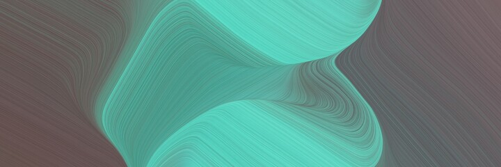 abstract modern header with dim gray, medium aqua marine and blue chill colors. fluid curved flowing waves and curves for poster or canvas