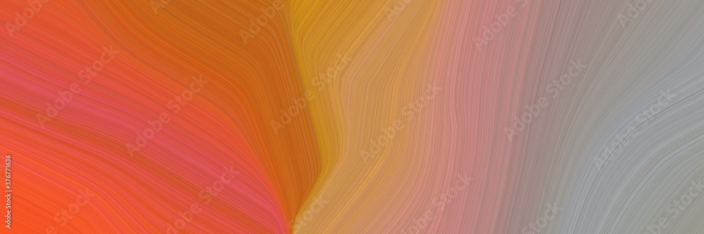 Poster abstract colorful designed horizontal header with coffee, dark gray and rosy brown colors. fluid curved lines with dynamic flowing waves and curves for poster or canvas