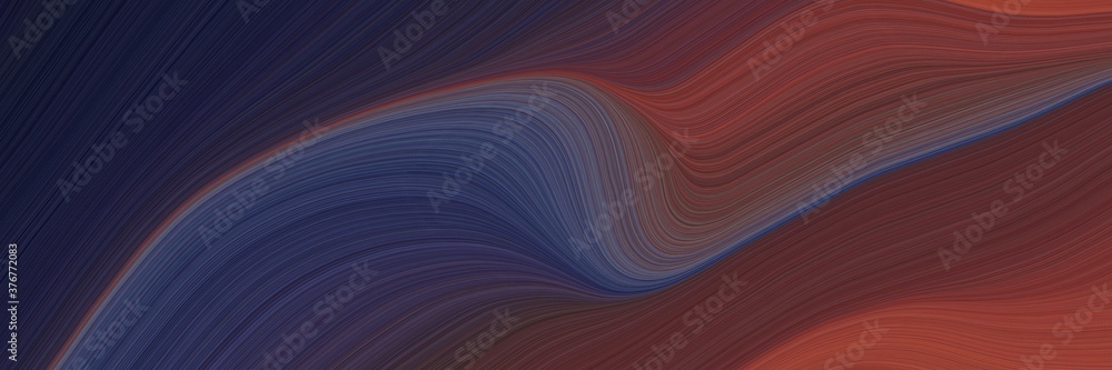 Poster abstract moving horizontal banner with very dark violet, sienna and old mauve colors. fluid curved lines with dynamic flowing waves and curves for poster or canvas