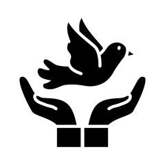 hands with peace dove icon, silhouette style