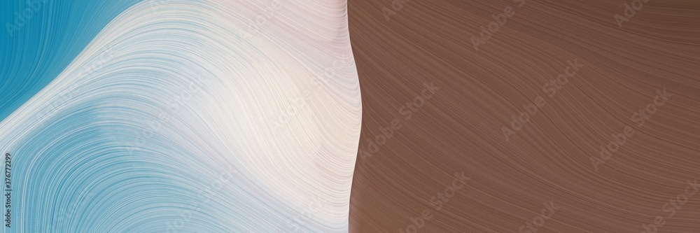 Fototapete abstract decorative designed horizontal header with pastel brown, medium aqua marine and light gray colors. fluid curved lines with dynamic flowing waves and curves for poster or canvas