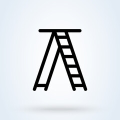 Step ladder or Career ladder icon or logo. Climbing Ladder concept. Stairs illustration.