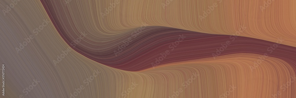 Poster abstract decorative horizontal header with pastel brown, peru and old mauve colors. fluid curved lin