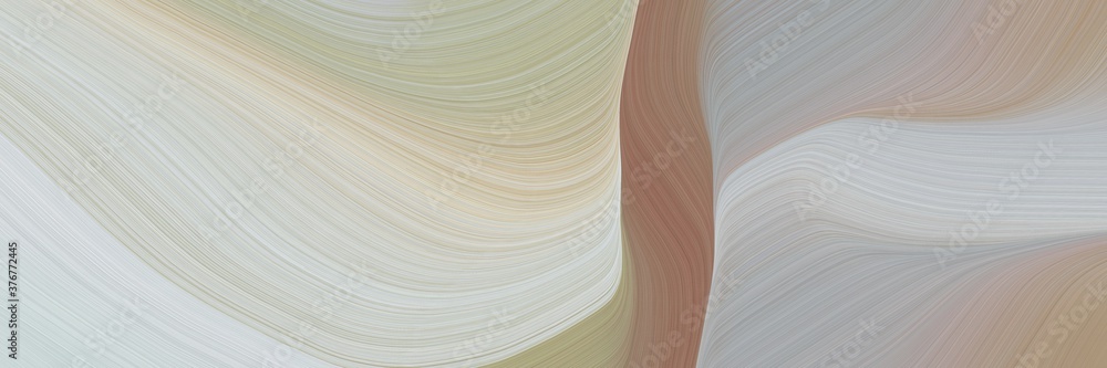 Fototapete abstract colorful designed horizontal banner with ash gray, pastel brown and light gray colors. fluid curved lines with dynamic flowing waves and curves for poster or canvas