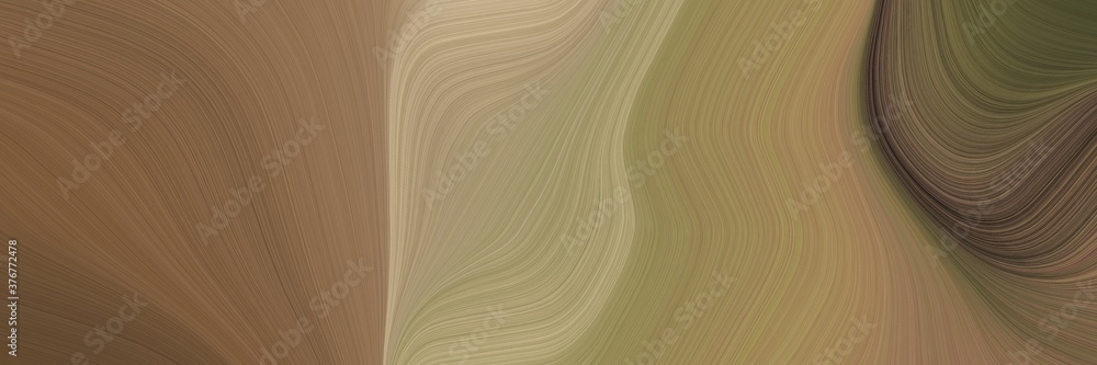 Aufkleber abstract colorful horizontal header with pastel brown, very dark green and tan colors. fluid curved 