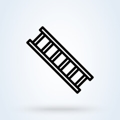 Step ladder or Career ladder icon or logo line art style. Outline Climbing Ladder concept. Stairs  illustration.