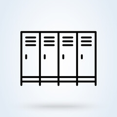 School lockers or Shop lockers icon or logo line art style. Outline  locker concept. There are several lockers illustration.