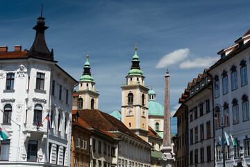 Town Square and the cathedral of Saint Nicholas, Ljubljana, Brezovica Commune, Slovenia
