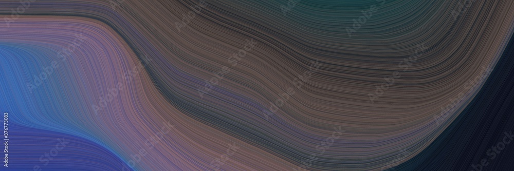 Leinwandbilder abstract decorative horizontal banner with dark slate gray, teal blue and dark slate blue colors. fluid curved lines with dynamic flowing waves and curves for poster or canvas