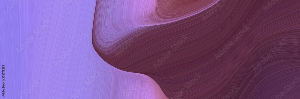 Poster abstract moving designed horizontal header with medium purple, old mauve and antique fuchsia colors. fluid curved flowing waves and curves for poster or canvas