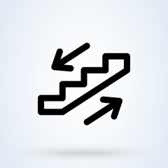 Ladder or staircase icon or logo line art style. Outline Stairs career concept. Success and Business illustration.