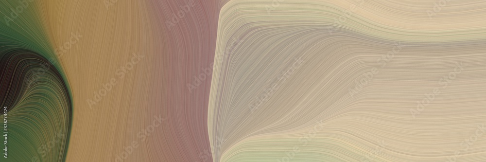 Poster abstract decorative horizontal banner with rosy brown, tan and dark slate gray colors. fluid curved lines with dynamic flowing waves and curves for poster or canvas